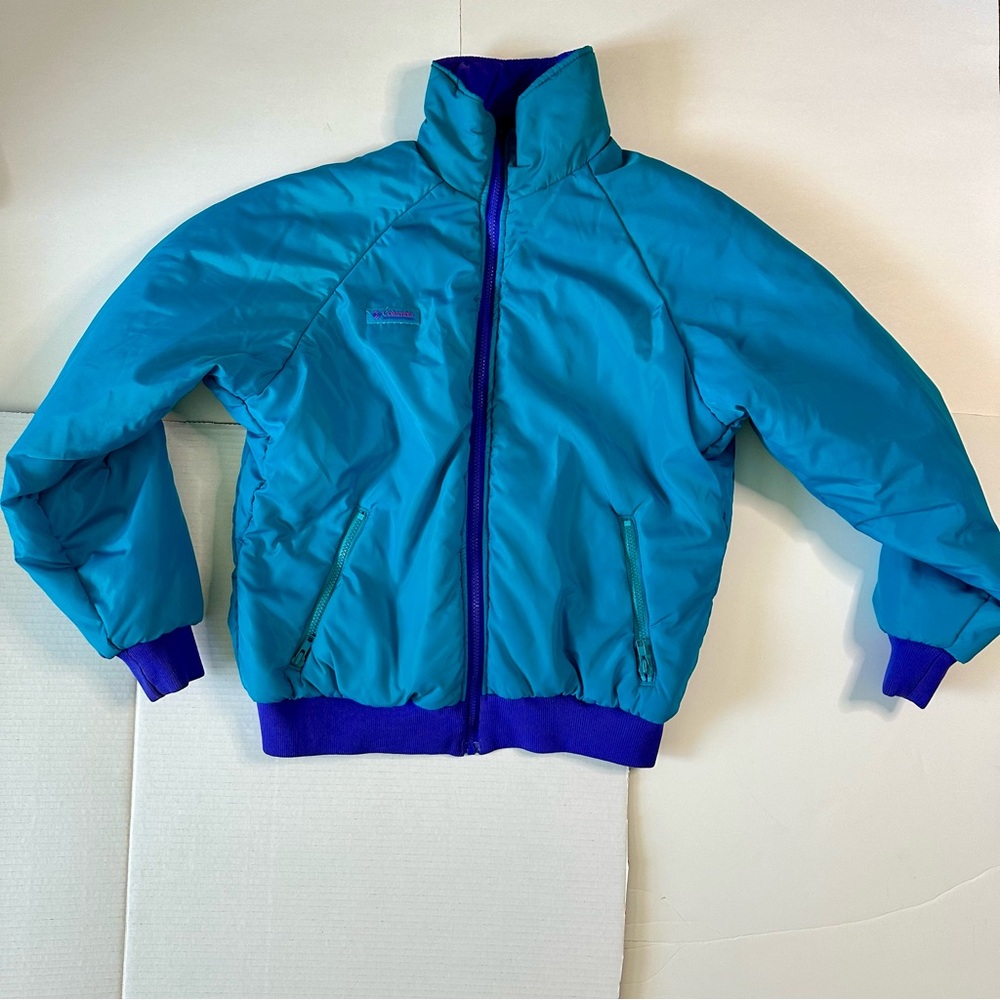 Vintage COLUMBIA Reversable Teal & Purple Ski Snow Puffer Jacket, M - Picture 5 of 13